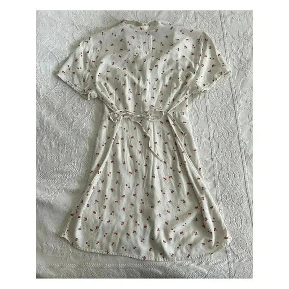 SO Retro Pinup Rockabilly Y2K Cherry Dress Button Down Tie Back Size Large - Picture 12 of 13